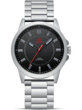 Men's Silver And Black Waterproof Stainless Steel Analog Quartz Luxury Watch